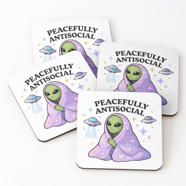 Item preview, Peacefully Antisocial Alien – Cute Introvert Space Art designed and sold by Senkov.