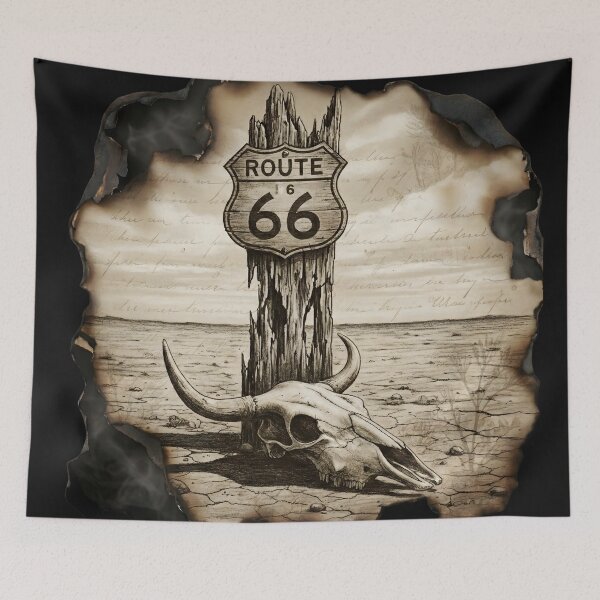 Item preview, Vintage Sepia Sketch of Route 66 Desert Scene designed and sold by AeroNomad.