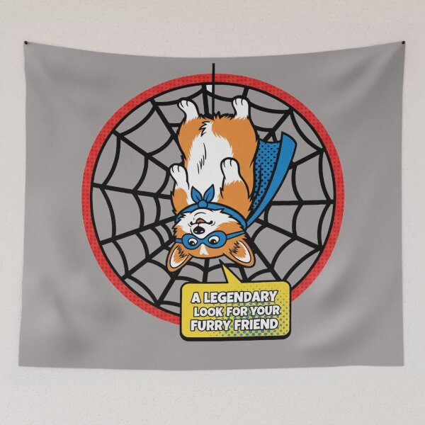 Item preview, Hero Pup on the Web – Cute Cartoon Dog Superhero Art designed and sold by Thaivi Design.