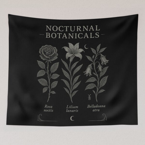 Item preview, Nocturnal Botanicals Plate – Rosa Noctis, Lilium Lunaris, Belladonna Atra designed and sold by Mouraludia.
