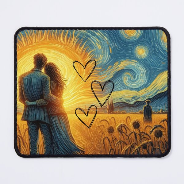 Item preview, Starry Night Romance - Van Gogh Inspired Couple in Sunflower Field designed and sold by Wild-way Art.