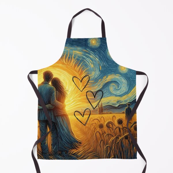 Item preview, Starry Night Romance - Van Gogh Inspired Couple in Sunflower Field designed and sold by Wild-way Art.