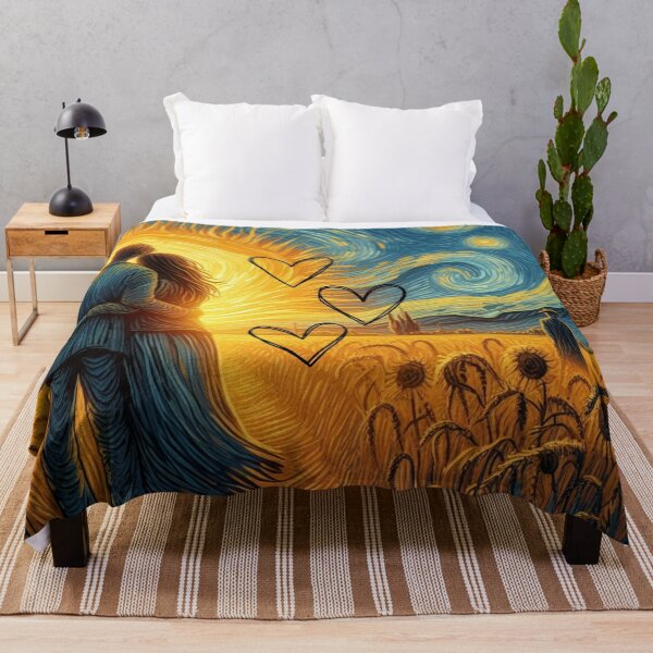 Item preview, Starry Night Romance - Van Gogh Inspired Couple in Sunflower Field designed and sold by Wild-way Art.