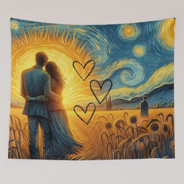Item preview, Starry Night Romance - Van Gogh Inspired Couple in Sunflower Field designed and sold by Wild-way Art.