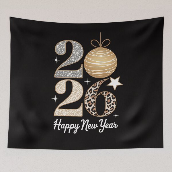 Item preview, 2026 Happy New Year Gold Disco Leopard Bow Coquette NYE designed and sold by chaeningplan.