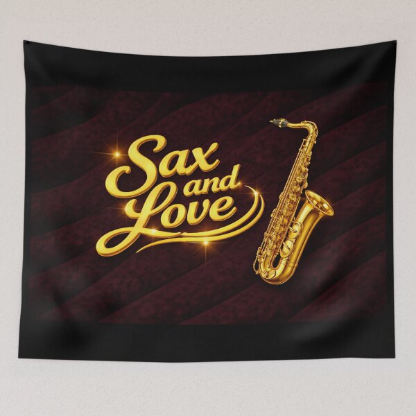 Item preview, Sax and Love – Gold Saxophone on Black Velvet designed and sold by MySheetMusicArt.