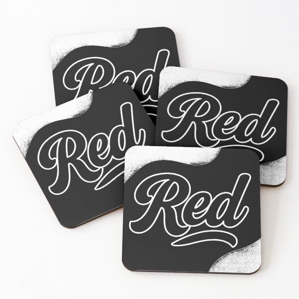 Item preview, "Red" written in cursive, black and white design designed and sold by Moonshroomarts.