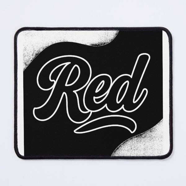 Item preview, "Red" written in cursive, black and white design designed and sold by Moonshroomarts.