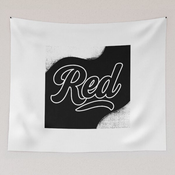 Item preview, "Red" written in cursive, black and white design designed and sold by Moonshroomarts.