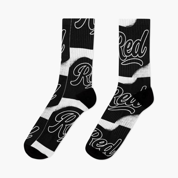 Item preview, "Red" written in cursive, black and white design designed and sold by Moonshroomarts.