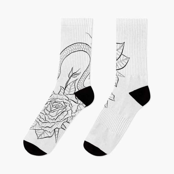 Item preview, Snake and Roses Line Art Tattoo Illustration designed and sold by creativevandal.