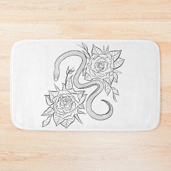 Item preview, Snake and Roses Line Art Tattoo Illustration designed and sold by creativevandal.