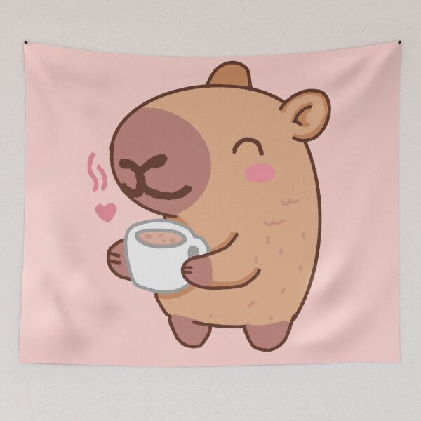 Item preview, Blissful Capybara Sipping Hot Coffee designed and sold by JujuArtss.