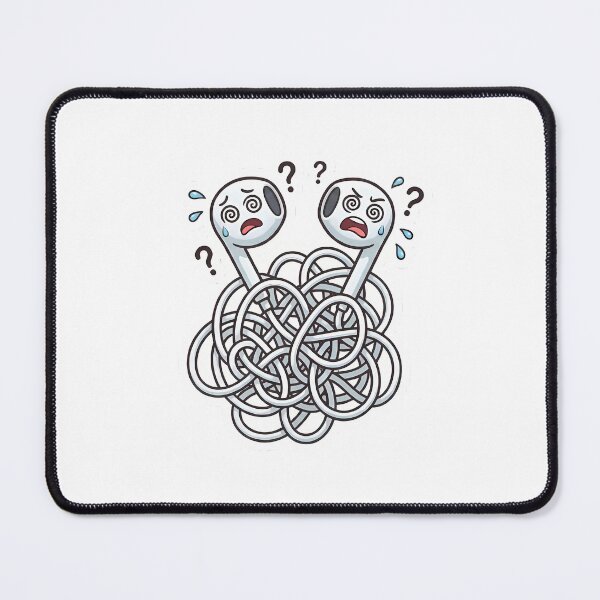 Item preview, Sticker of tangled and dizzy white earphones designed and sold by Stickers à gogo.