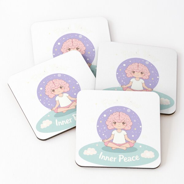 Item preview, Find your inner peace during meditation in a colorful setting with a cartoon character sitting cross-legged designed and sold by SpaceartLilu.