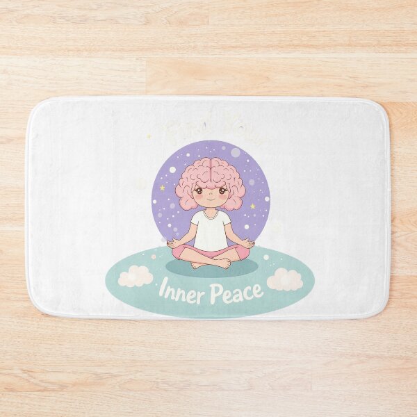 Item preview, Find your inner peace during meditation in a colorful setting with a cartoon character sitting cross-legged designed and sold by SpaceartLilu.