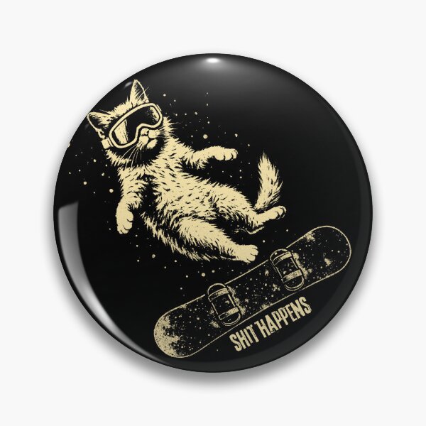 Item preview, Snowboarding Cat - Shit Happens designed and sold by Nacho Average Designs.