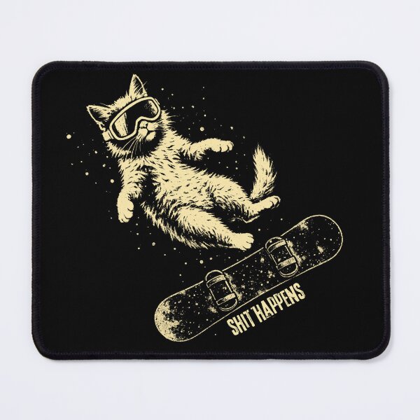 Item preview, Snowboarding Cat - Shit Happens designed and sold by Nacho Average Designs.