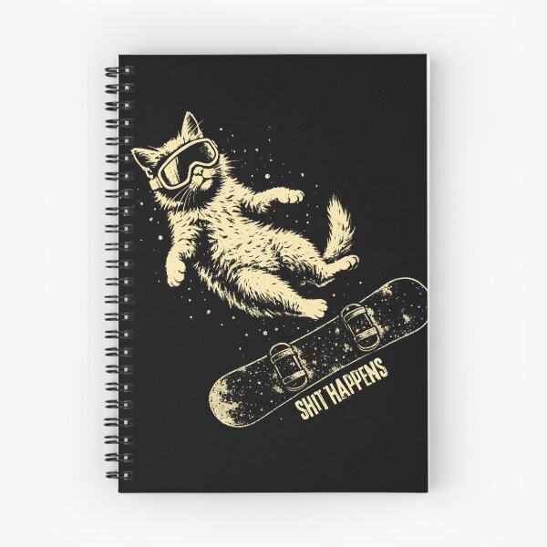 Item preview, Snowboarding Cat - Shit Happens designed and sold by Nacho Average Designs.
