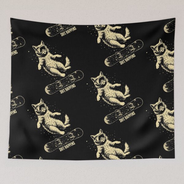 Item preview, Snowboarding Cat - Shit Happens designed and sold by Nacho Average Designs.
