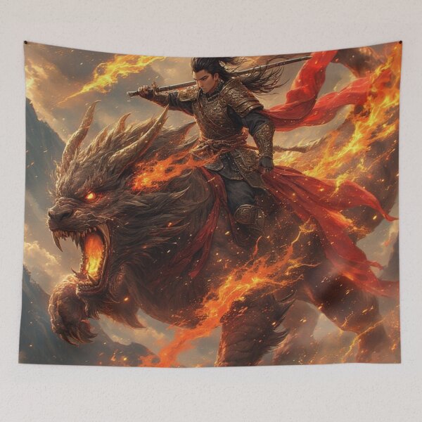 Item preview, Infernal Vanguard: The Flame-Maned Beast Rider designed and sold by David R Sawin The Architects Of Eden.