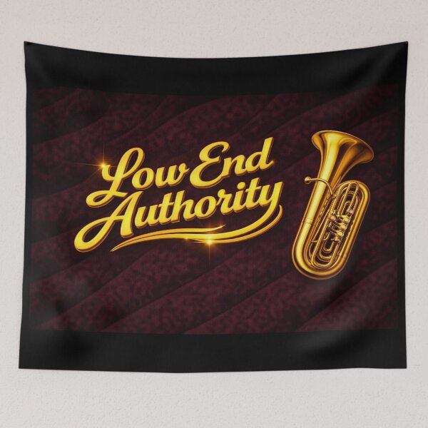 Item preview, Low End Authority – Tuba on Black Velvet designed and sold by MySheetMusicArt.
