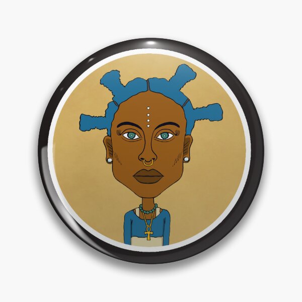 Item preview, Afro AltGirl tribal con destellos estelares: cresta azul y lunares blancos. Ilustración. Edición circular. designed and sold by Eric Sintès.