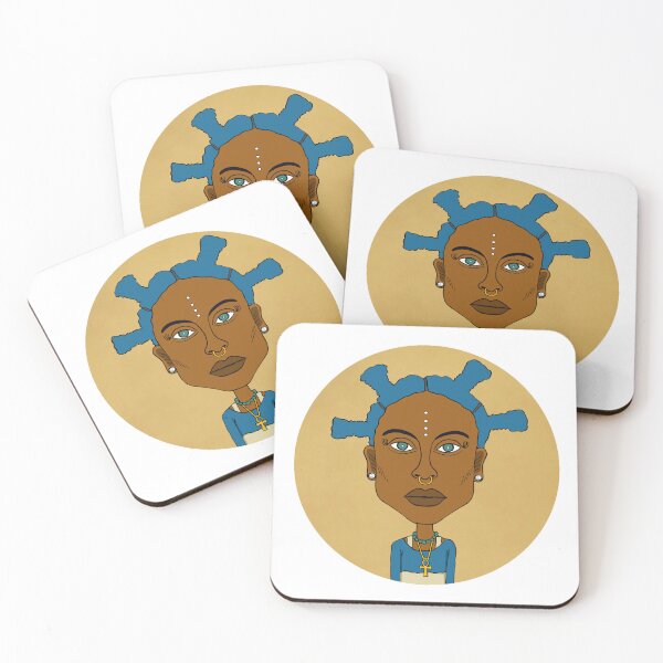 Item preview,  Tribal Starburst Afro AltGirl – Blue Mohawk & White Dots. Illustration. Circle Edition. designed and sold by Eric Sintès.