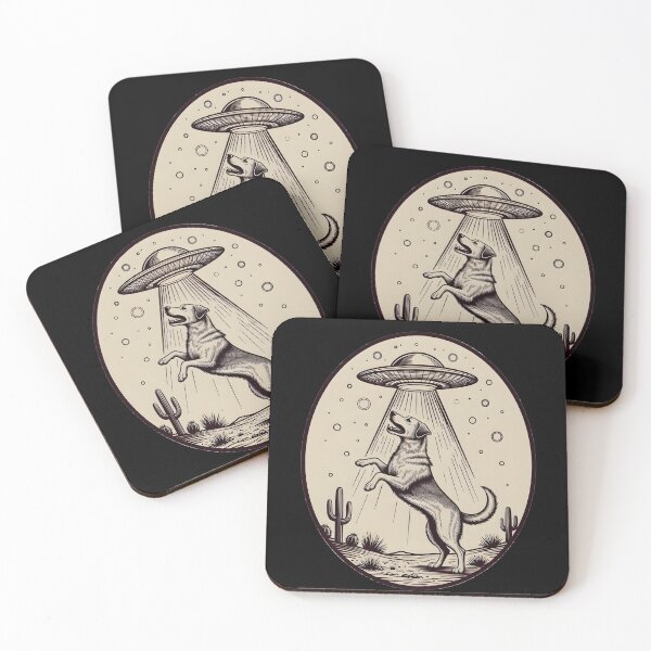Item preview, Desert Dog Abduction UFO Illustration designed and sold by Clauxel.