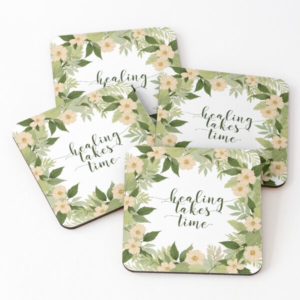 Item preview, Healing takes time with flowers arranged in a decorative design on a light background designed and sold by SpaceartLilu.