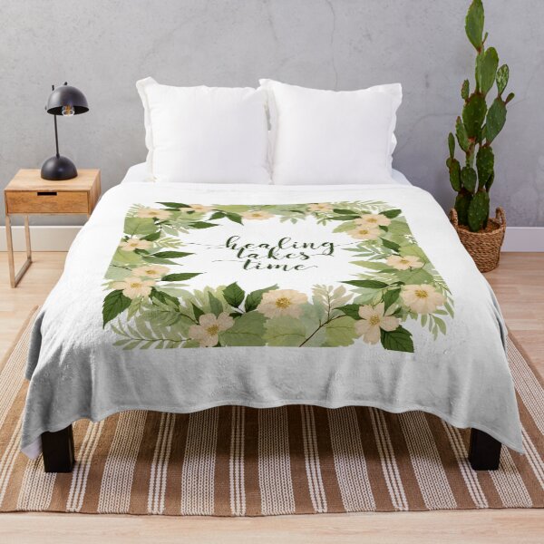 Item preview, Healing takes time with flowers arranged in a decorative design on a light background designed and sold by SpaceartLilu.