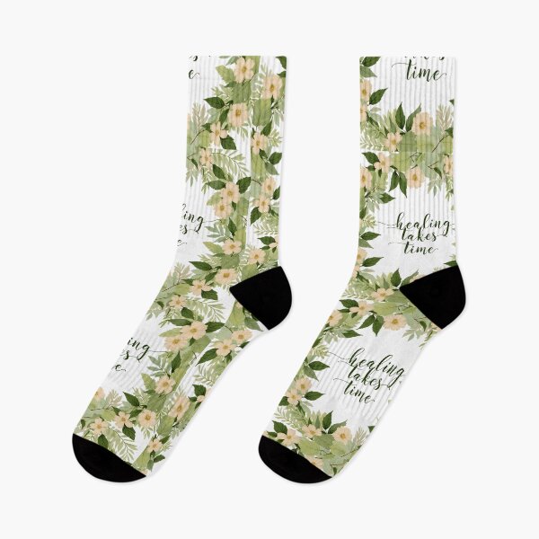 Item preview, Healing takes time with flowers arranged in a decorative design on a light background designed and sold by SpaceartLilu.