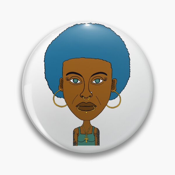 Item preview, Blue Afro Black Altgirl – Ankh & Piercings. Illustration. designed and sold by Eric Sintès.