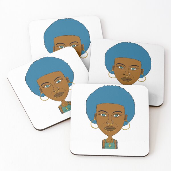 Item preview, Blue Afro Black Altgirl – Ankh & Piercings. Illustration. designed and sold by Eric Sintès.
