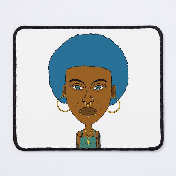 Item preview, Blue Afro Black Altgirl – Ankh & Piercings. Illustration. designed and sold by Eric Sintès.