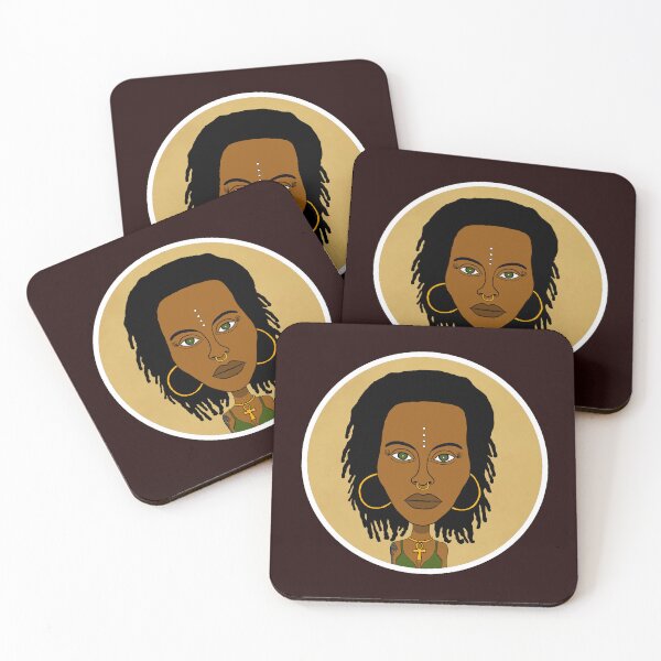 Item preview, Illustration of Black Altgirl with Dreadlocks, Ankh Necklace and Face Paint Dots. Circle Edition.  designed and sold by Eric Sintès.