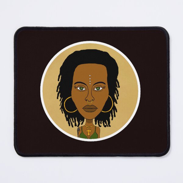 Item preview, Illustration of Black Altgirl with Dreadlocks, Ankh Necklace and Face Paint Dots. Circle Edition. designed and sold by Eric Sintès.
