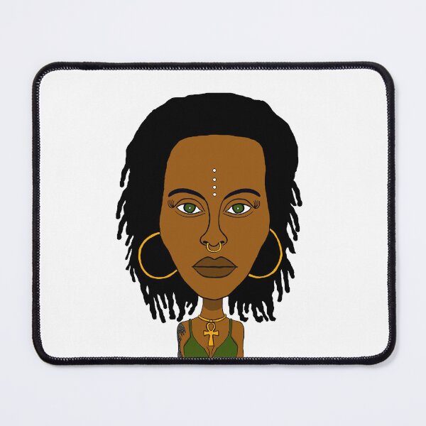 Item preview, Illustration of Black AltGirl with Dreadlocks, Ankh Necklace and Face Paint Dots. designed and sold by Eric Sintès.