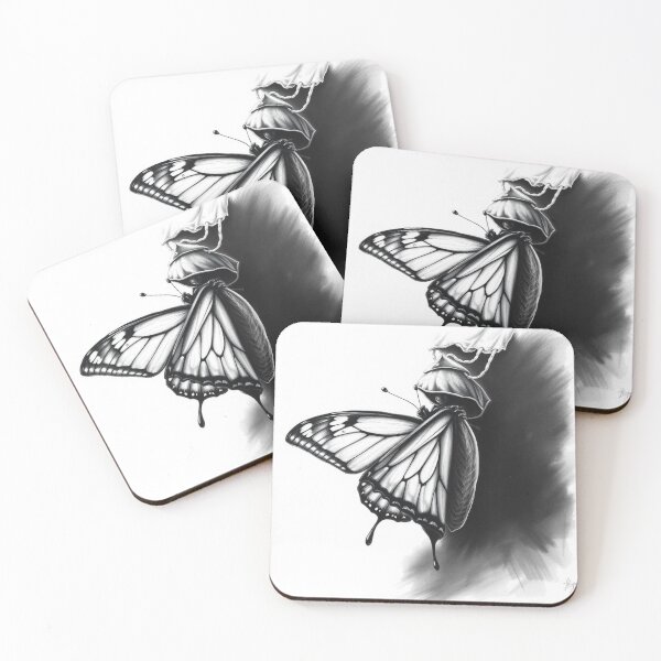 Item preview, Monarch Butterfly Emerging from Chrysalis Black and White Pencil Drawing Art designed and sold by EllDAV777.
