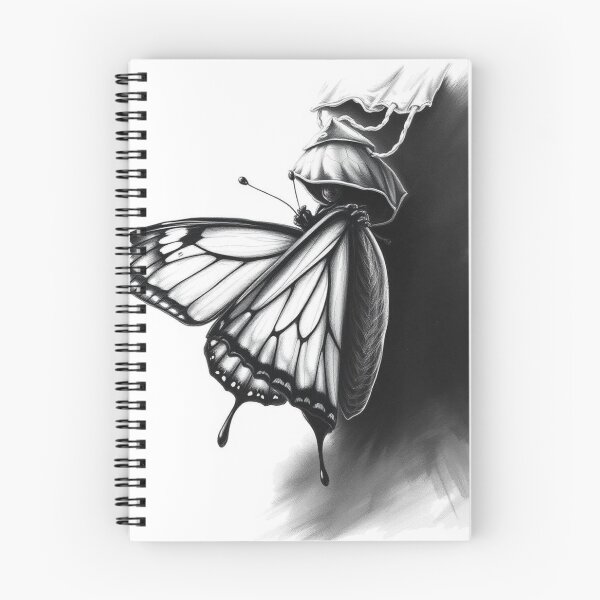 Item preview, Monarch Butterfly Emerging from Chrysalis Black and White Pencil Drawing Art designed and sold by EllDAV777.