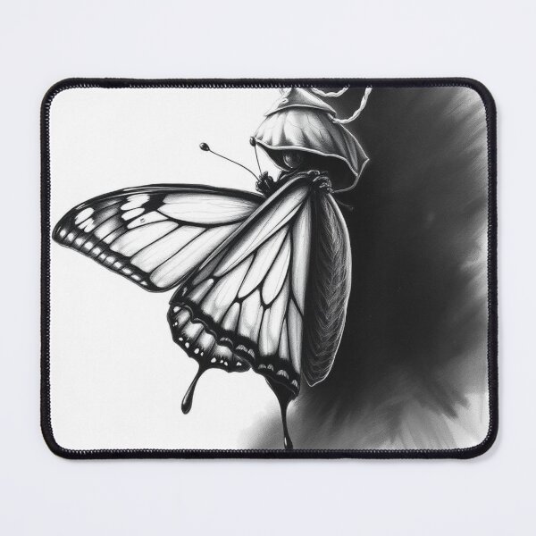 Item preview, Monarch Butterfly Emerging from Chrysalis Black and White Pencil Drawing Art designed and sold by EllDAV777.