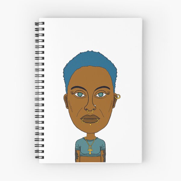 Item preview, Cool Black Queer Girl with Blue Hair, Piercings and Ankh Symbol. Illustration. designed and sold by Eric Sintès.