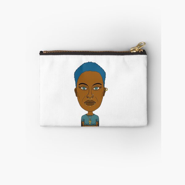 Item preview, Cool Black Queer Girl with Blue Hair, Piercings and Ankh Symbol. Illustration. designed and sold by Eric Sintès.