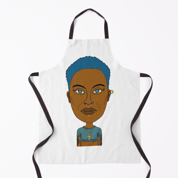 Item preview, Cool Black Queer Girl with Blue Hair, Piercings and Ankh Symbol. Illustration. designed and sold by Eric Sintès.