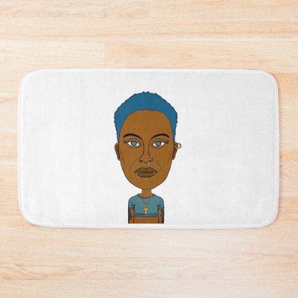 Item preview, Cool Black Queer Girl with Blue Hair, Piercings and Ankh Symbol. Illustration. designed and sold by Eric Sintès.