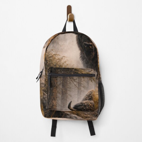 Item preview, Charging American Bison in a Misty Forest designed and sold by VandVArt.