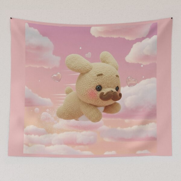 Item preview, Flying Moustache Puppy in Pink Clouds designed and sold by Jchan24.