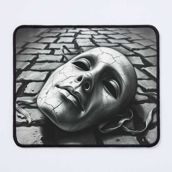 Item preview, Broken Tragedy Theater Mask Cracked Dramatic Black and White Art designed and sold by EllDAV777.
