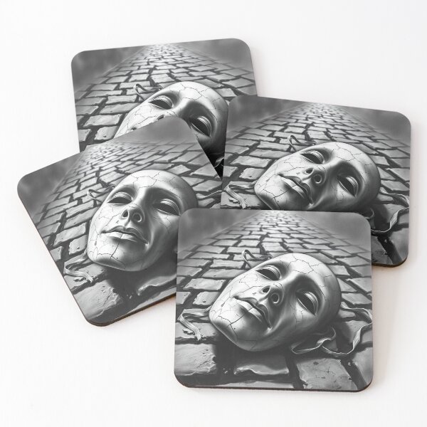 Item preview, Broken Tragedy Theater Mask Cracked Dramatic Black and White Art designed and sold by EllDAV777.