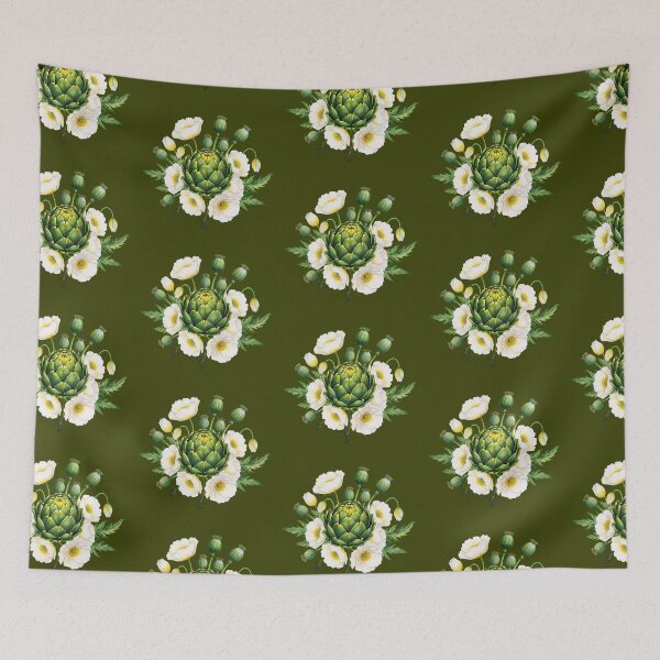 Item preview, Vintage Artichoke Blossom and Poppy Illustration designed and sold by LinaValearte.